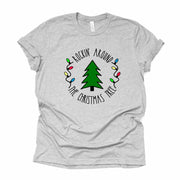 Christmas Tee, Rockin' Around The Christmas Tree, Christmas Tree Design on premium Bella + Canvas unisex shirt, 2 color choices, plus size