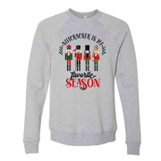 Christmas Sweatshirt, Nutcracker Is My Favorite Season Design, Unisex Sponge Fleece Raglan Crewneck Bella + Canvas, Fall Sweatshirt