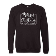 Christmas Sweatshirt, Merry Christmas Ya Filthy Animal Design, Unisex Sponge Fleece Raglan Crewneck Bella + Canvas, Fall Sweatshirt