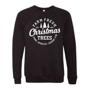 Christmas Sweatshirt, Farm Fresh Christmas Trees Design, Unisex Sponge Fleece Raglan Crewneck Bella + Canvas, Fall Sweatshirt