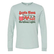 Christmas Long Sleeve, Santa Claus, Reindeer, Hot Cocoa, Christmas Lights Design on premium unisex long sleeve tee, 3x plus size long sleeve