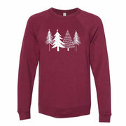 Christmas Sweatshirt, Beautiful White Christmas Trees Design, Unisex Sponge Fleece Raglan Crewneck Bella + Canvas, Fall Sweatshirt