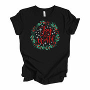 Christmas Tee, Beautiful Christmas Wreath with Joy To the Word Design on premium unisex shirt, 3 color choices, 3x santa, 4x santa
