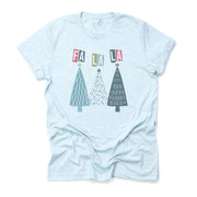 Christmas Tee, Modern Christmas Trees, FA LA LA Christmas Trees Design on premium unisex shirt, 3 color choices, 3x santa, 4x santa