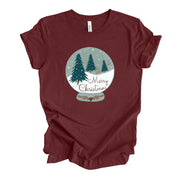 Christmas Tee, Modern Christmas Trees, Merry and Bright with Trees Design on premium unisex shirt, 3 color choices, 3x santa, 4x santa