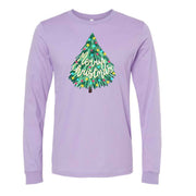 Christmas Long Sleeve, Pretty Watercolor Christmas Tree Design on premium unisex long sleeve tee, 3x plus size long sleeve