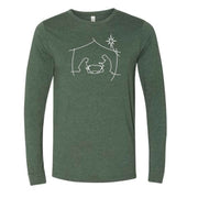 Christmas Long Sleeve, Simple Nativity Scene, Christmas Manger Scene Design on premium unisex long sleeve tee, 3x plus size long sleeve