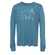 Christmas Long Sleeve, Simple Nativity Scene, Christmas Manger Scene Design on premium unisex long sleeve tee, 3x plus size long sleeve