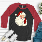 Christmas Raglan, Vintage Santa Claus, Old Fashioned Santa, Cute Santa Design, premium Raglan 3/4 sleeve shirt, plus size, 2X, 3X