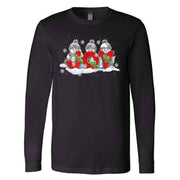 Christmas Long Sleeve Tee, Super Cute Snowmen with knitted JOY, Christmas Design, premium unisex long sleeve tee, 3x plus size long sleeve