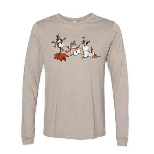 Christmas Long Sleeve Tee, Super Cute Snowmen Dancing, Christmas Snowmen Design, premium unisex long sleeve tee, 3x plus size long sleeve