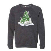 Winter Sweatshirt, Beautiful Rabbits and Snowy Tree, Rabbits Design, Unisex Sponge Fleece Raglan Crewneck Bella + Canvas, Winter Sweatshirt