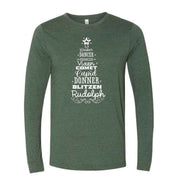 Christmas Long Sleeve, Cute List of Santa's Reindeer, Reindeer Names Tree Design, premium unisex long sleeve tee, 3x plus size long sleeve