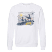 Christmas Christian, For We Walk By Faith Not By Sight, Wisemen Seeking Jesus, Unisex Sponge Fleece Raglan Crewneck Bella Canvas Sweatshirt