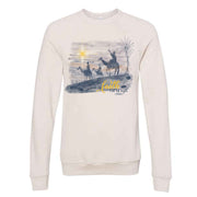 Christmas Christian, For We Walk By Faith Not By Sight, Wisemen Seeking Jesus, Unisex Sponge Fleece Raglan Crewneck Bella Canvas Sweatshirt