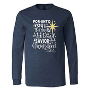 Christmas Long Sleeve, For Unto Us A Child Is Born, Jesus Is Born Design, premium unisex long sleeve tee, 3x plus size long sleeve