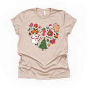 Christmas Tee, Fun Christmas Icons in a Heart, Love Christmas Design on premium  unisex shirt, 3 color choices, 3x 4x christmas, plus sizes