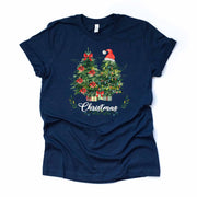Christmas Tee, Beautiful Christmas Trees, Decorated Christmas Tree Design on premium Bella + Canvas unisex shirt, 2 color choices, plus size