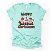 Christmas Tee, Merry Christmas Gnomes, Cute Christmas Gnomes Design on premium Bella + Canvas unisex shirt, 2 color choices, plus size