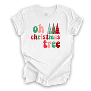 Christmas Tee, Fun Oh Christmas Tree with Bright Colors and Trees Design, premium unisex shirt, 3 color choices, plus size