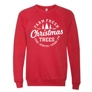 Christmas Sweatshirt, Farm Fresh Christmas Trees Design, Unisex Sponge Fleece Raglan Crewneck Bella + Canvas, Fall Sweatshirt