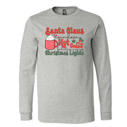 Christmas Long Sleeve, Santa Claus, Reindeer, Hot Cocoa, Christmas Lights Design on premium unisex long sleeve tee, 3x plus size long sleeve