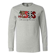 Christmas Long Sleeve, Jesus Is The Reason For The Season Design on premium unisex long sleeve tee, 3x plus size long sleeve