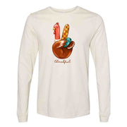 Thanksgiving Long Sleeve Tee, Cute Thanksgiving Turkey Peace Sign Thankful Design, premium unisex long sleeve tee, 3x plus size long sleeve
