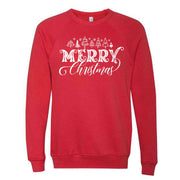 Christmas Sweatshirt, Beautiful Merry Christmas with Trees Design, Unisex Sponge Fleece Raglan Crewneck Bella + Canvas, Fall Sweatshirt
