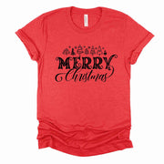 Christmas Tee, Simple Merry Christmas, Cute Christmas Design on premium unisex shirt, 5 color choices, plus sizes available