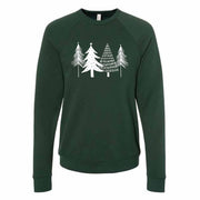 Christmas Sweatshirt, Beautiful White Christmas Trees Design, Unisex Sponge Fleece Raglan Crewneck Bella + Canvas, Fall Sweatshirt