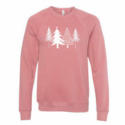Christmas Sweatshirt, Beautiful White Christmas Trees Design, Unisex Sponge Fleece Raglan Crewneck Bella + Canvas, Fall Sweatshirt
