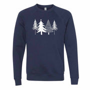 Christmas Sweatshirt, Beautiful White Christmas Trees Design, Unisex Sponge Fleece Raglan Crewneck Bella + Canvas, Fall Sweatshirt