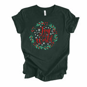 Christmas Tee, Beautiful Christmas Wreath with Joy To the Word Design on premium unisex shirt, 3 color choices, 3x santa, 4x santa