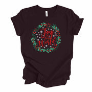 Christmas Tee, Beautiful Christmas Wreath with Joy To the Word Design on premium unisex shirt, 3 color choices, 3x santa, 4x santa