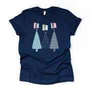 Christmas Tee, Modern Christmas Trees, FA LA LA Christmas Trees Design on premium unisex shirt, 3 color choices, 3x santa, 4x santa