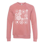 Winter Sweatshirt, Pretty White Snowflakes, Snowflakes Collage Design, Unisex Sponge Fleece Raglan Crewneck Bella + Canvas Sweatshirt