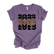 New Year 2023 Tee, Super Cute Repeating 2023 Leopard Print Design, premium unisex shirt, 3 color choices, 3x 4x christmas, plus sizes