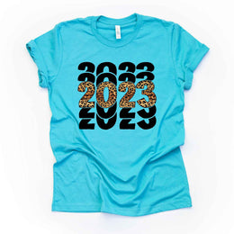 New Year 2023 Tee, Super Cute Repeating 2023 Leopard Print Design, premium unisex shirt, 3 color choices, 3x 4x christmas, plus sizes