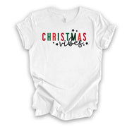 Christmas Tee, Super Fun Christmas Vibes, Simple Christmas Design, premium unisex shirt, 3 color choices, 3x 4x christmas, plus sizes