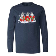 Christmas Long Sleeve Tee, Super Cute Snowmen with knitted JOY, Christmas Design, premium unisex long sleeve tee, 3x plus size long sleeve