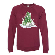 Winter Sweatshirt, Beautiful Rabbits and Snowy Tree, Rabbits Design, Unisex Sponge Fleece Raglan Crewneck Bella + Canvas, Winter Sweatshirt