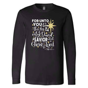 Christmas Long Sleeve, For Unto Us A Child Is Born, Jesus Is Born Design, premium unisex long sleeve tee, 3x plus size long sleeve