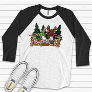 Christmas Raglan, Super Cute Christmas Donkeys, Donkeys & Christmas Lights Design, premium Raglan 3/4 sleeve shirt, plus size, 2X, 3X