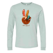Thanksgiving Long Sleeve Tee, Cute Thanksgiving Turkey Peace Sign Thankful Design, premium unisex long sleeve tee, 3x plus size long sleeve