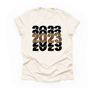 New Year 2023 Tee, Super Cute Repeating 2023 Leopard Print Design, premium unisex shirt, 3 color choices, 3x 4x christmas, plus sizes