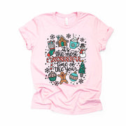 Christmas Tee, It's The Most Wonderful Time of the Year with Christmas Icons on premium unisex shirt, 3 color choices, plus sizes available