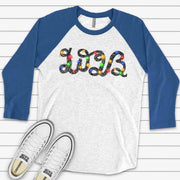 New Year Raglan, 2023 in Lights, Fun 2023 New Year, Happy New Year 2023 Design, premium Raglan 3/4 sleeve shirt, plus size, 2X, 3X
