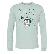 Snowman Long Sleeve Tee, Cute Snowman with I Love Snow Design on premium unisex long sleeve tee, 3x plus size long sleeve