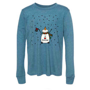 Snowman Long Sleeve Tee, Cute Snowman with I Love Snow Design on premium unisex long sleeve tee, 3x plus size long sleeve